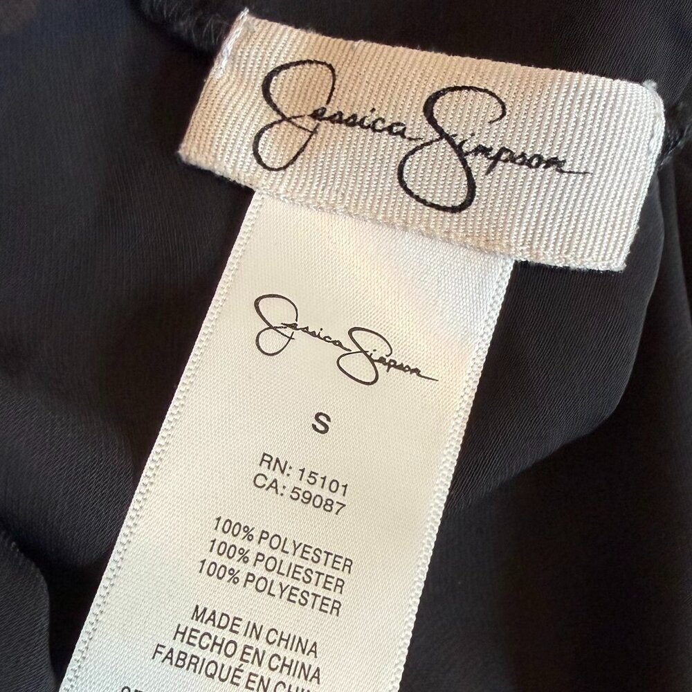 Jessica Simpson Black White Flowy Dress Spaghetti Strap Abstract Midi Size Small - Picture 10 of 10